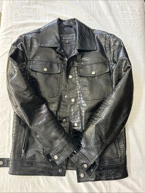 Croc-Embossed INC y2k leather Jacket